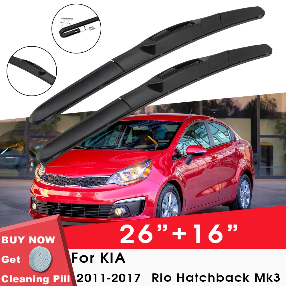 

Car Wiper BladeFront Window Windshield Rubber Refill Wiper For KIA Rio Hatchback Mk3 2011-2017 26"+16" Car Accessories