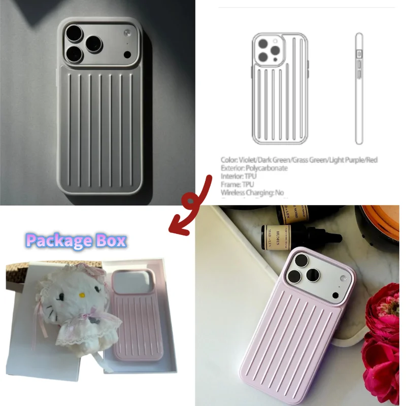 

Для IPhone 17 Pro Max 16 Pro Max 15 14 13 Жесткий чехол Busienss 3D гофрированная полоса для багажа Алюминиевый чехол для унисекс в парном стиле