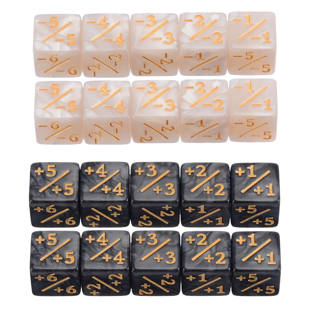 10 Pieces Counters Dice Toy 6 Side +1/-1 Dices Gathering Game Counter Token Dice Compatible with MTG/CCG/Card for Adult Kids Toy