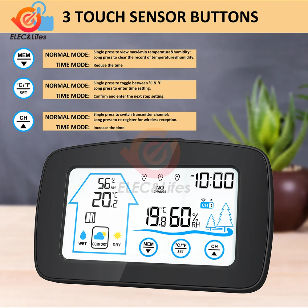 Schermo a colori stazione meteorologica Wireless Digital Home temperatura misuratore di umidità calendario di previsione indicatore di Comfort