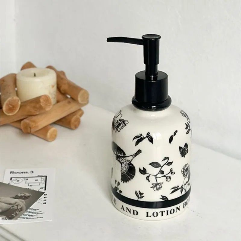 

French Retro Style Hand Sanitizer Bottle Ceramic Bathroom Shower Gel Shampoo Press Empty Bottle Lotion Sub Storage Bottle ZG774