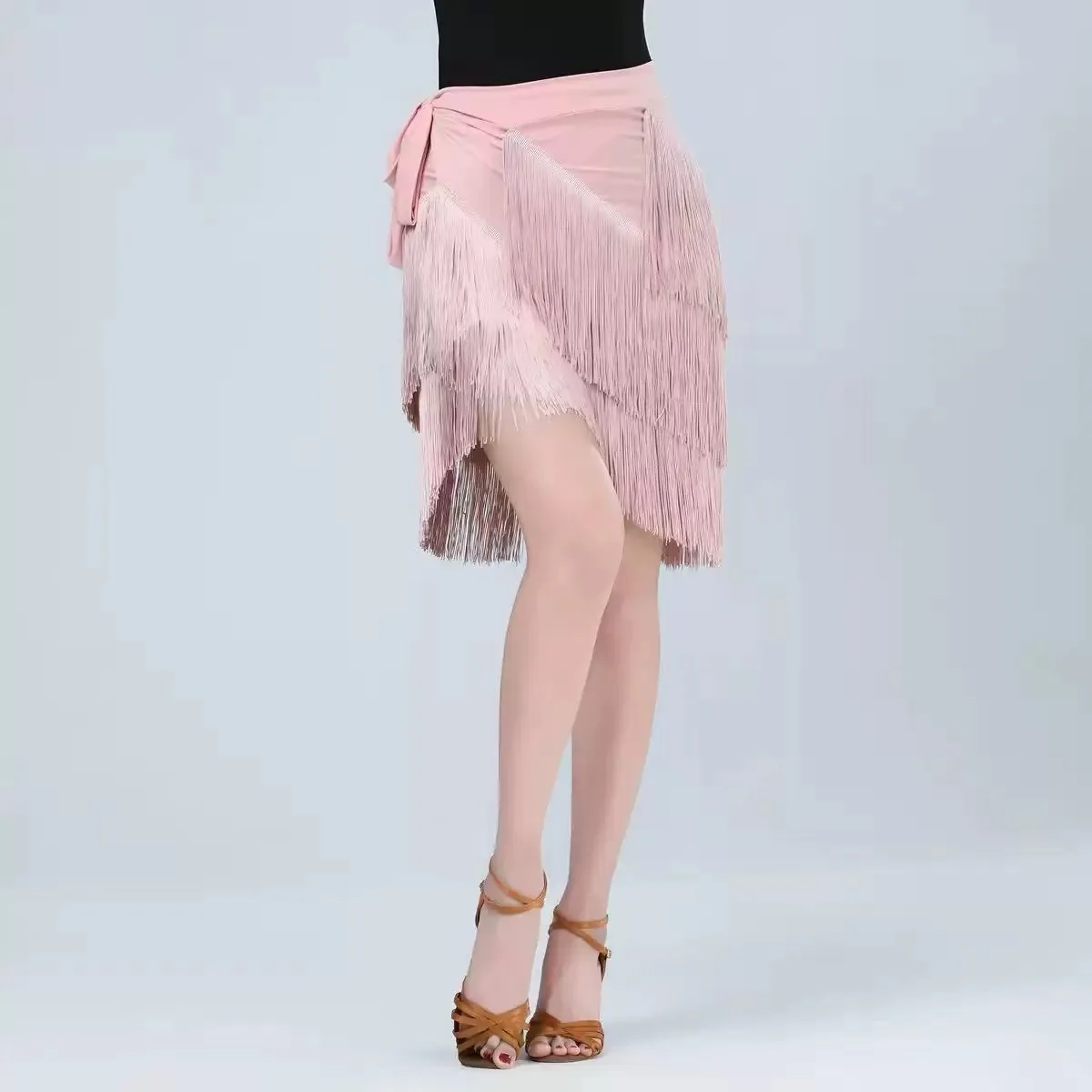 Women Latin Dance Hip Scarf Irregular Triangle Wrap Leopard Skirt Adult Ballroom Practice Performance Tie-On Dance Apron