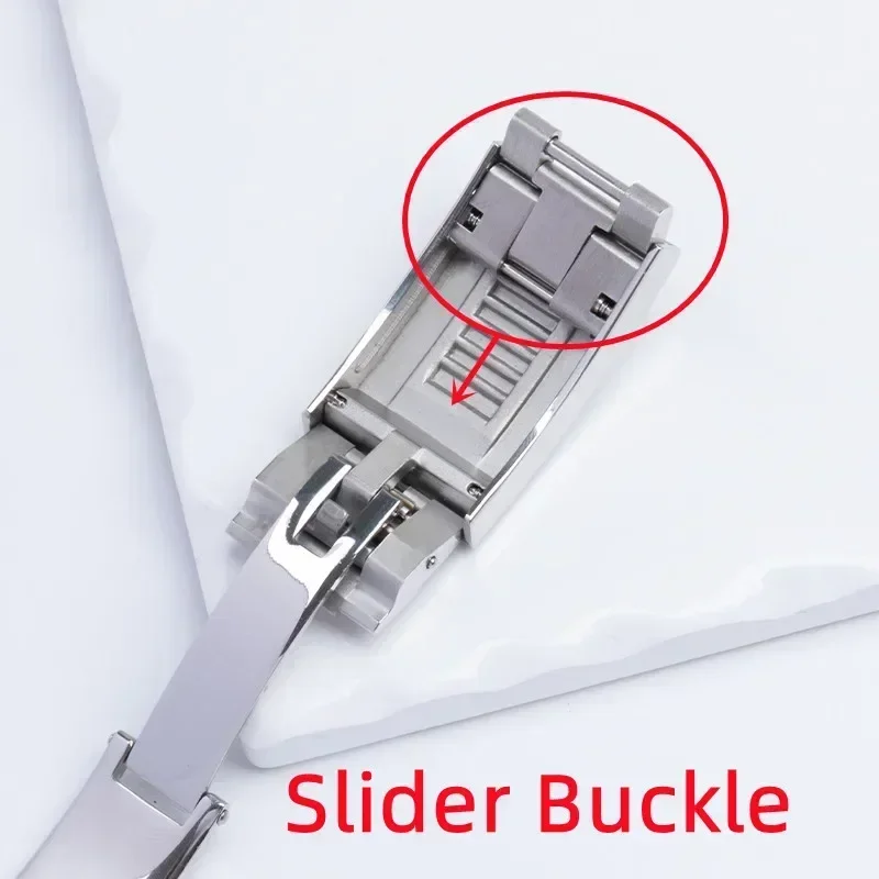 316L 17x9 مللي متر الفولاذ المقاوم للصدأ الإنزلاق المنزلق قفل للطي مشبك ل رولكس جديد الغواصة المطاط الأساور الجلدية نشر المشبك