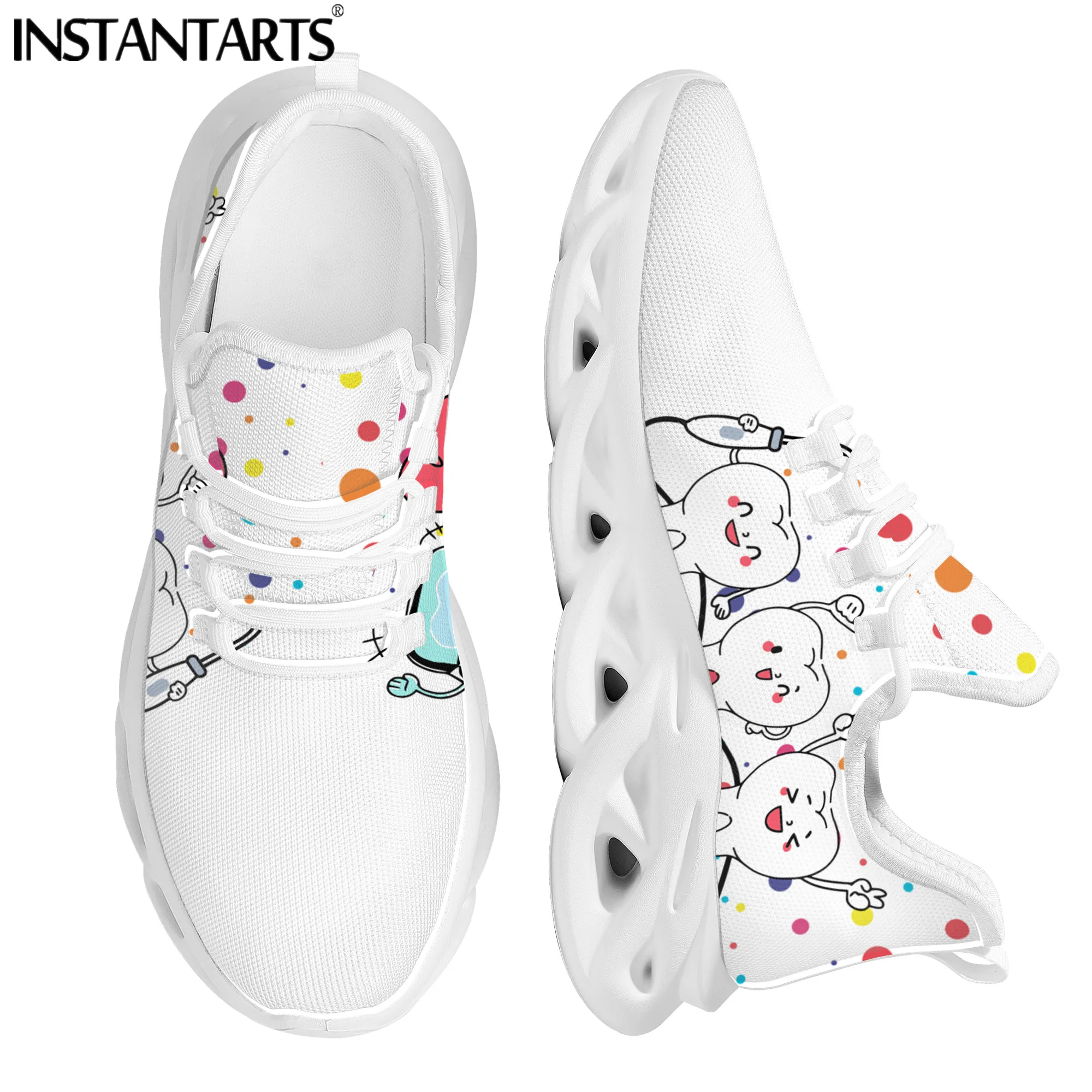 New Trend Women Flats Cartoon Dentist Tooth Pattern Casual Shoes Breathable Mesh Female Sneakers Zapatos Mujer