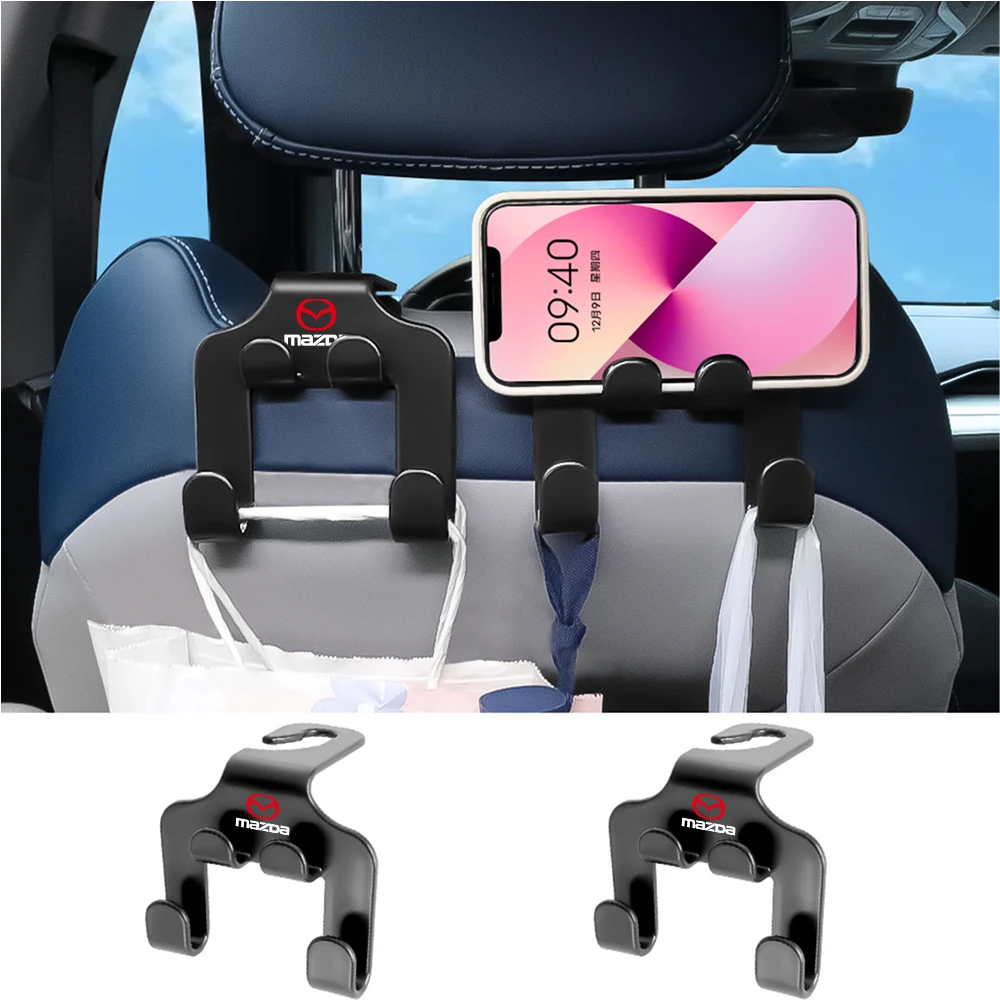 2pcs Car Rear Seat Hanging Dual Hook Hanger Storage Mobile Phone Holder For Mazda 2 3 5 6 7 323 626 RX7 RX8 MX3 MX5 Axela Atenza