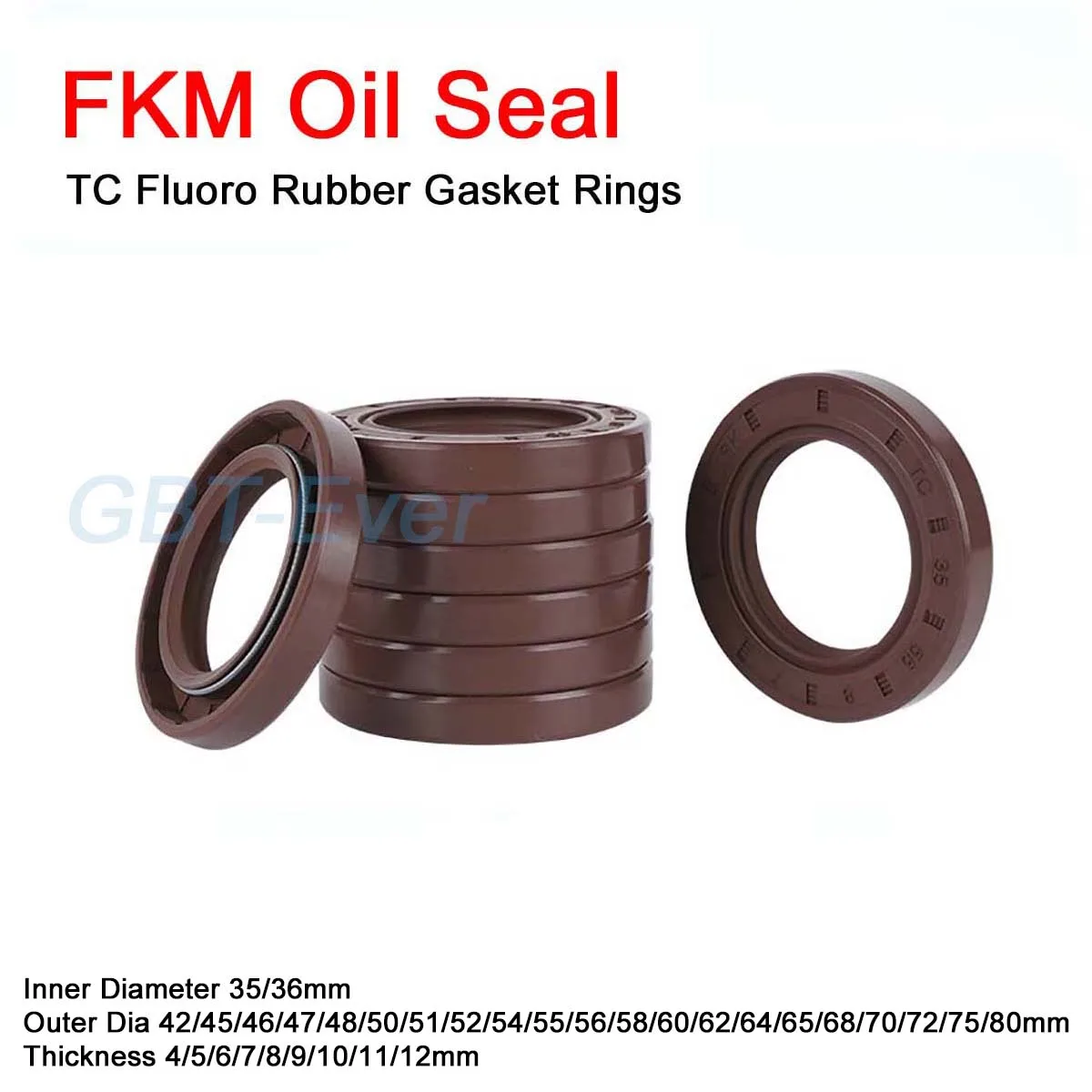 

1Pcs FKM Framework Oil Seal ID 35mm/36mm TC Fluoro Rubber Gasket Rings Cover Double Lip with Spring OD 42-80mm THK 4-12mm