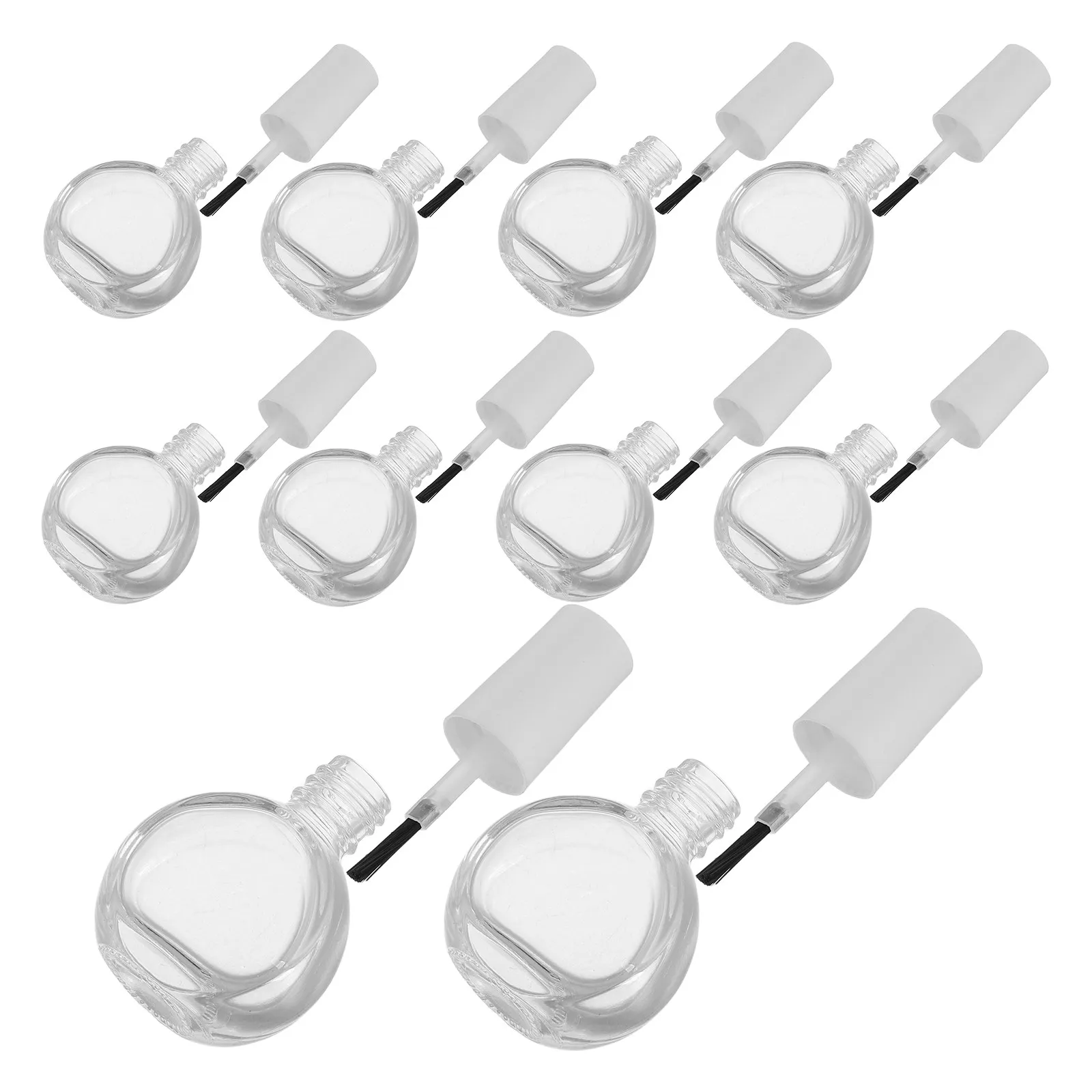 

10Pcs Clear Refillable Glass Nail Polish Bottles with Brush Cap Compact Portable Empty Containers for Travel Nail Art Samples