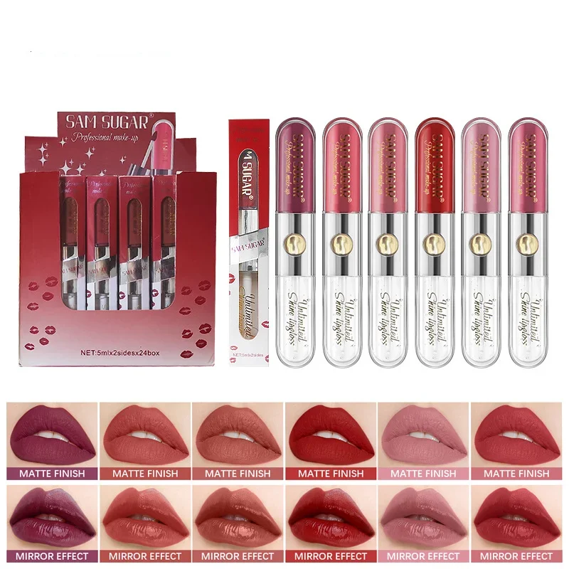 Hydration Double Headed Easy To Color Lip Gloss Lipstick Not Touching The Cup Coating Everyday Versatile European American Style