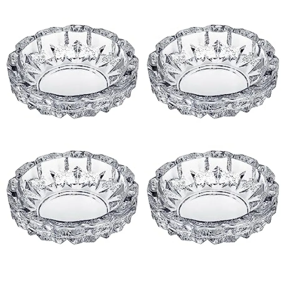 

Glass Trays, 4 Packs Round Crystal Tray for Home Clear Trays Portable Heavy Duty Decorative Office Patio Indoor Outdoor