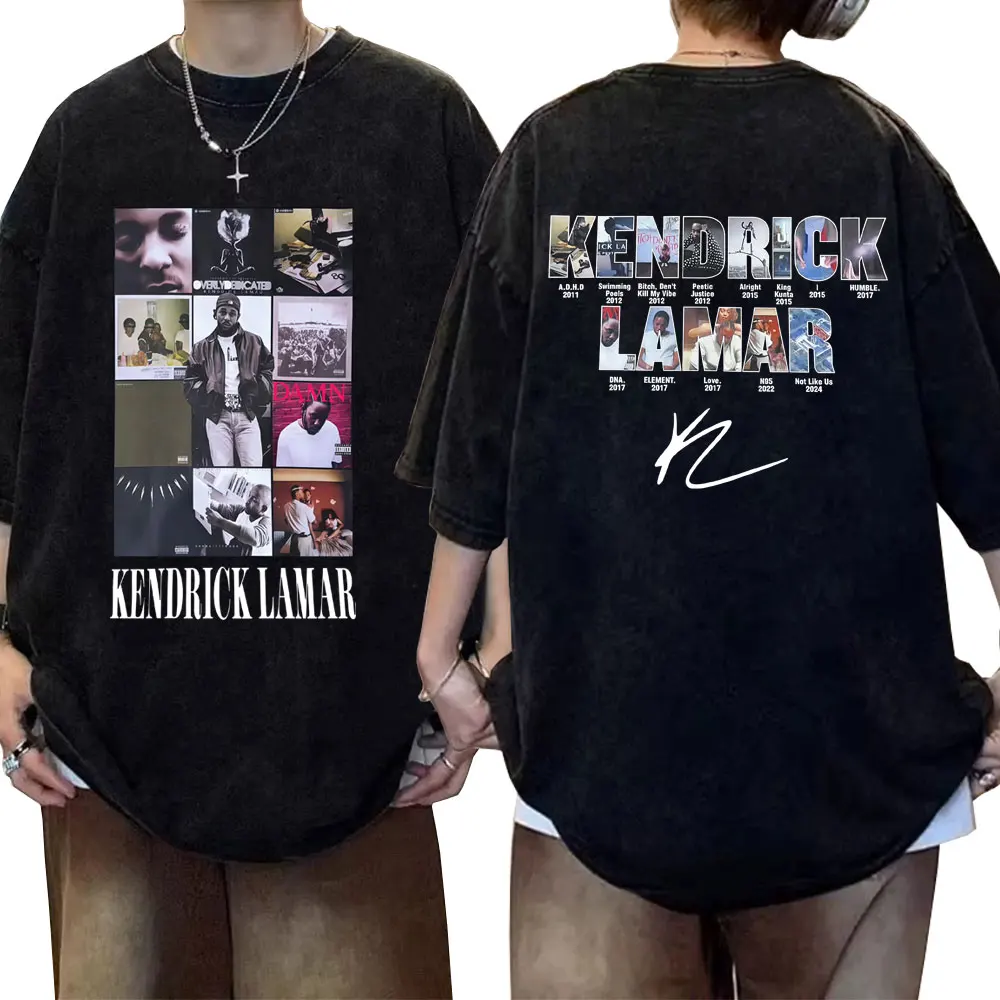 

Washed Vintage Rapper Kendrick Lamar Album Cover Graphic T-shirt Men Hip Hop Retro Oversized T-shirts Male Fashion Trend T Shirt