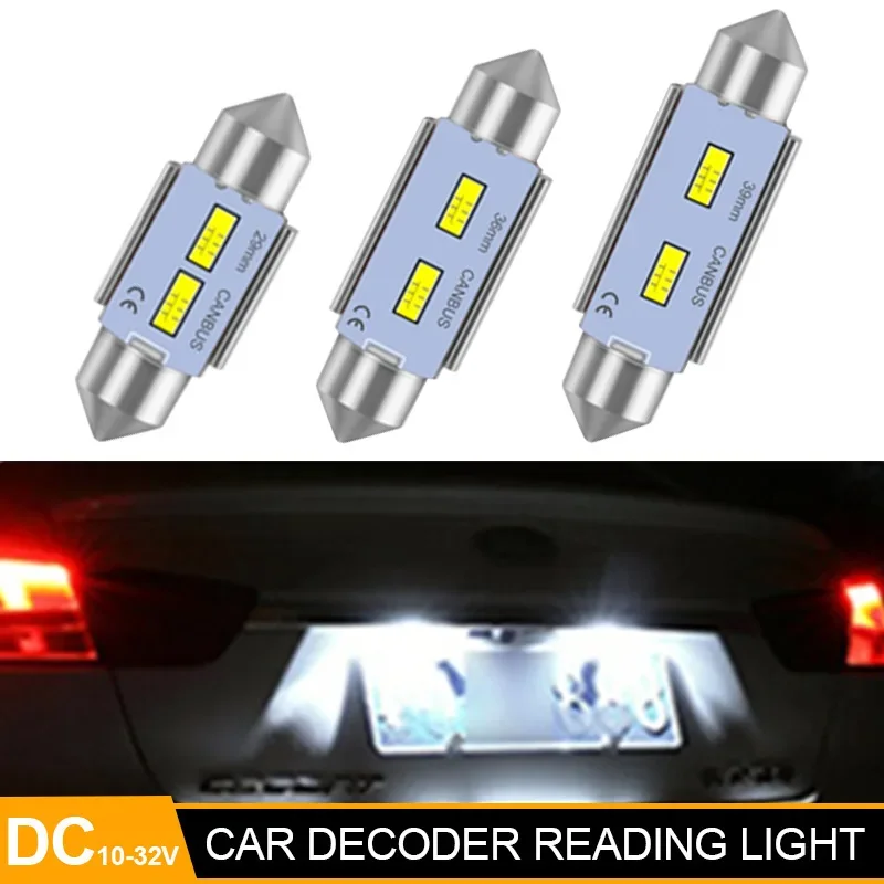 Car Decoding Reading Lamp Tail Light Double Tip 29/31/36/39/41/44mm 2055 2led For Atv Utv Ssv Parts