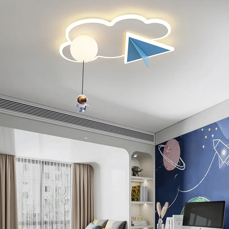 Modern Led Ceiling Lamps For Home Children's room Study Bedroom Cartoon Blue Cloud Astronaut LED Chandelier Light Lustre Fixture