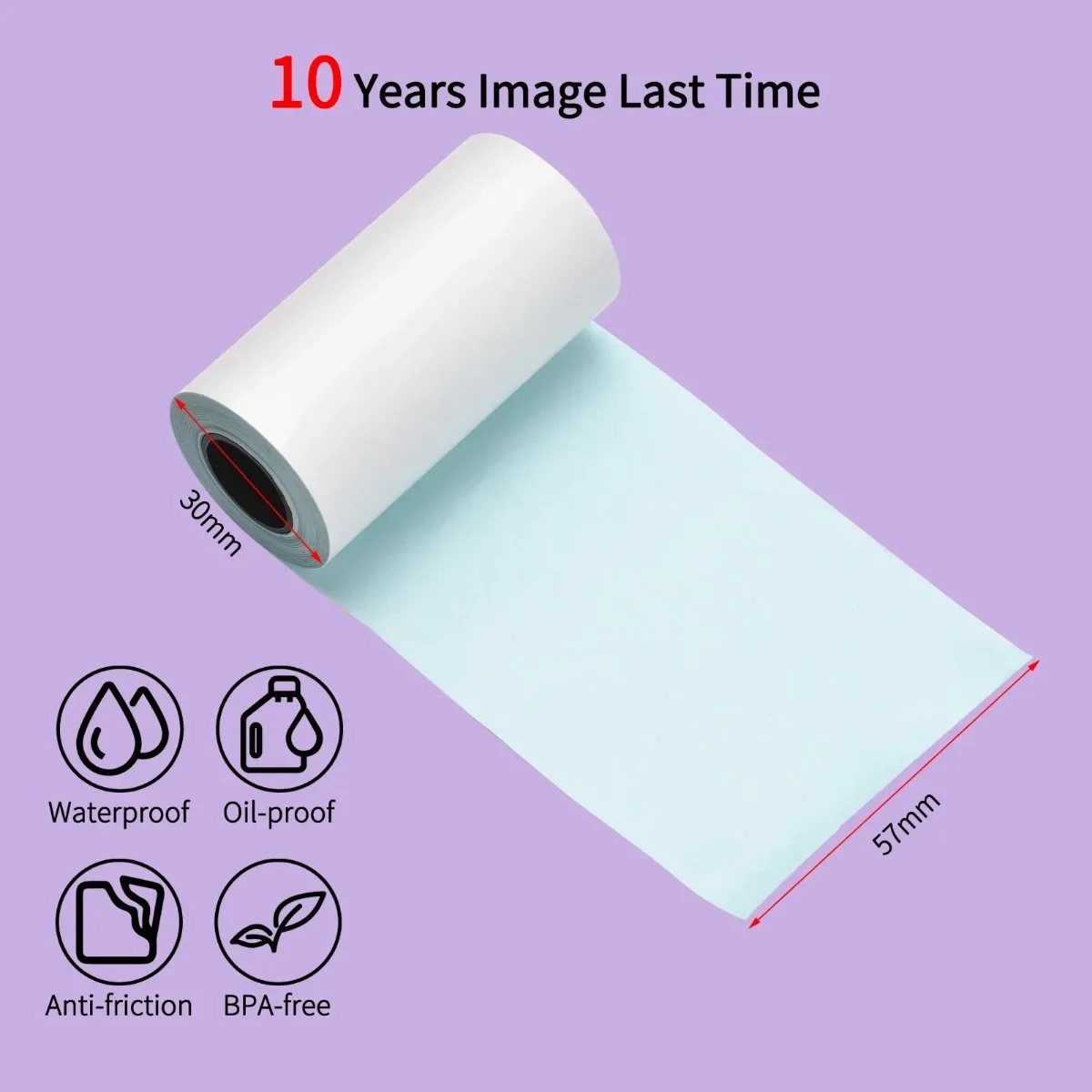 57x30mm Self-Adhesive Sticker Camera Paper Refill Roll Thermal Paper For Mini Mobile Instant Camera Printer White For A6 T02 M02