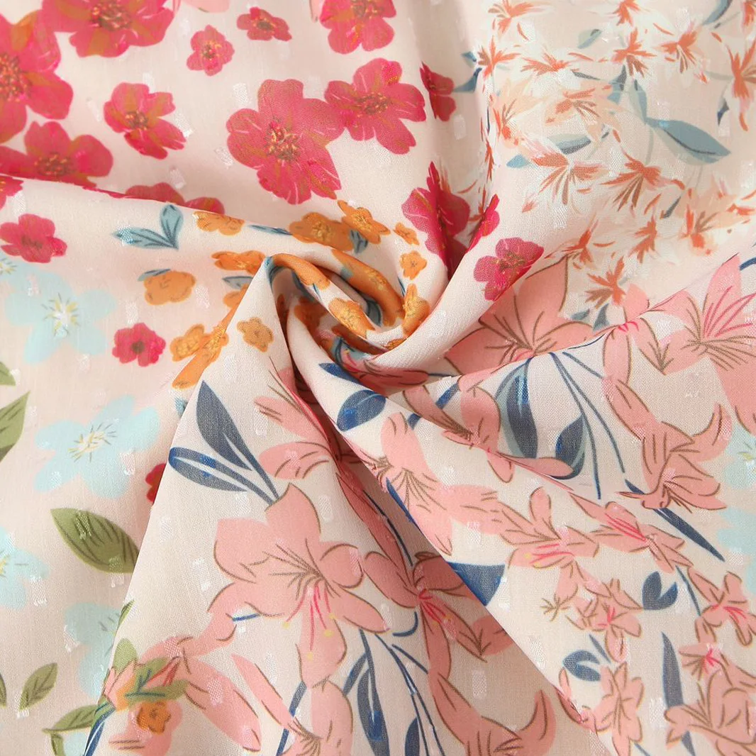 핑크 꽃 프린트 크로스 컷 v 넥 퍼프 슬리브 드레스 플러스 사이즈 여성 프리미엄 여름 프렌치 세련된 a 라인 롱 드레스 9267