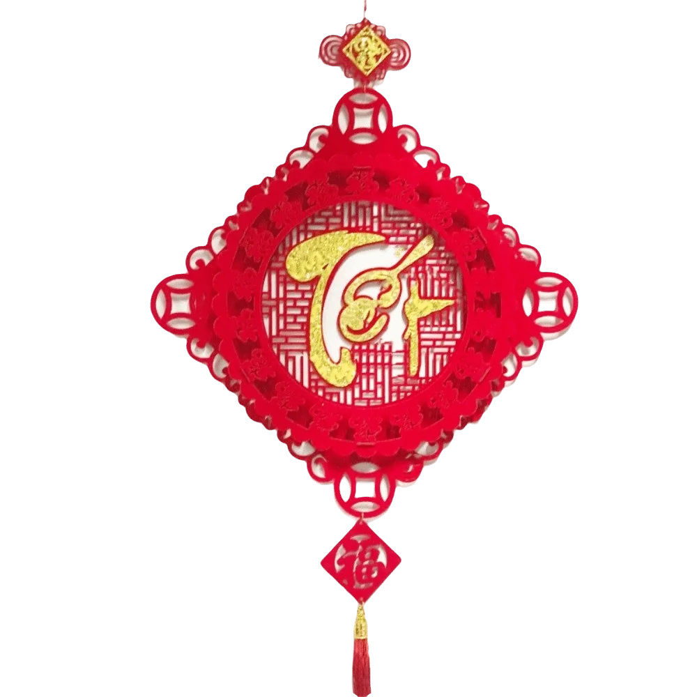 Traditional Lunar New Year Decorations Blessing Word Chinese Style Vietnam Fu Wall Hanging Fan Shape Tassels