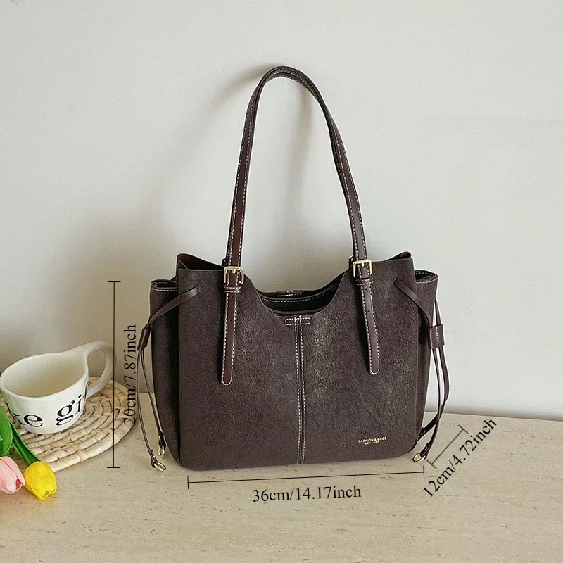 Luxury Women Tassel Tote Bag Designer Shoulder Bag Premium Pebbled Leather Handbag Elegant Work Purse