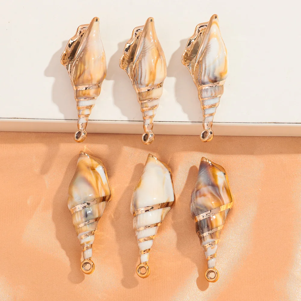 10 teile/los 56x20 MM Conch Shell Form Acryl Charm Anhänger Perlen für DIY Schmuck Machen Schlüsselbund Halskette Ohrring zubehör