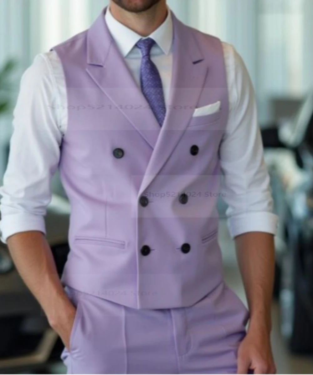 

2025 Sleeveless Business Men Suit Wedding Party Prom Groom Groomsman Formal Occasions Tuxedos 2 Piece Set Blazer Pants