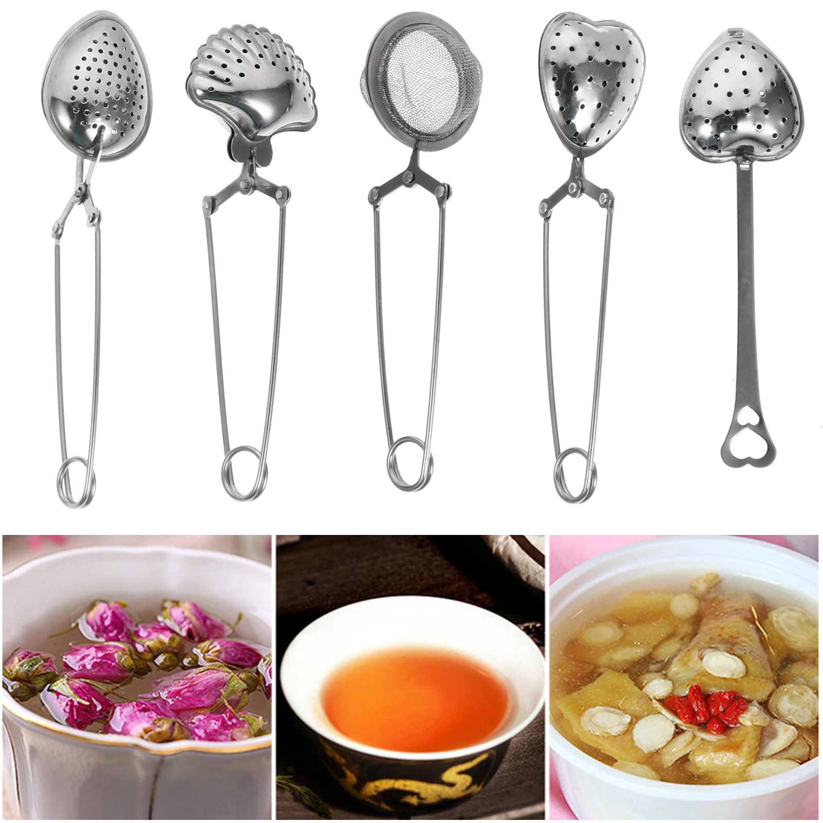 

5pcs Stainless Steel Filter Heat Resistant Spice Infuser Seasoning Strainer Reusable Tea Ball Smaller Holes Assorted Colors Easy