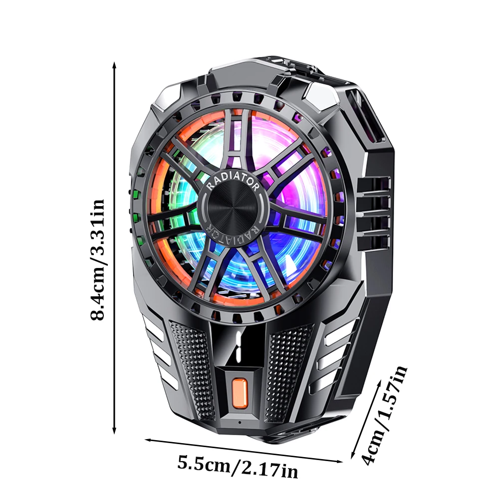 X119RGB Universal Mini Mobile Phone Cooling Fan Radiator Turbo Hurricane Game Cooler Cell Phone Cool Heat Sink