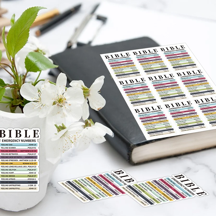 45 Pcs Bible Emergency Numbers Sticker Christian Bible Verse Jesus Decal Motivation Inspirational Stickers .