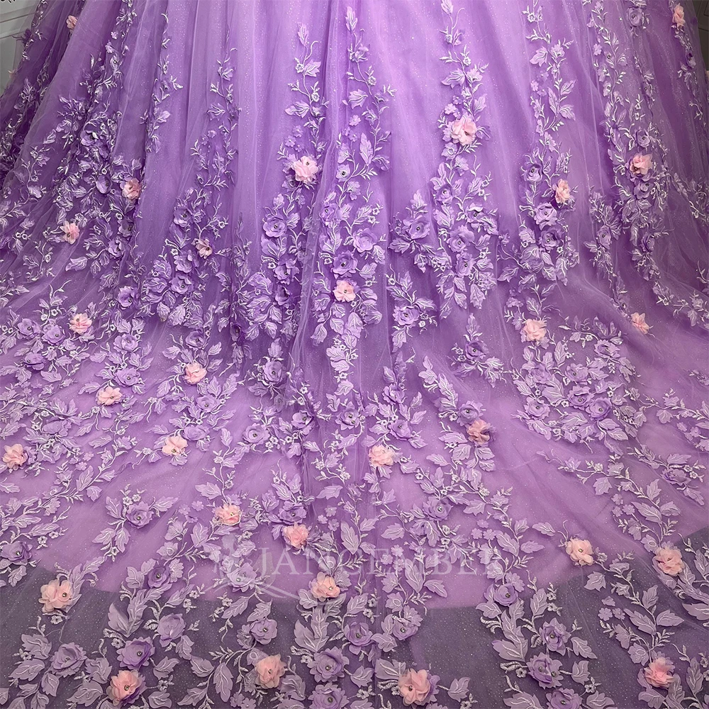 Nuovo 2025 Viola Principessa Abito Quinceanera Glitter Perline Paillettes Perle Abiti da 15 Anos Dolce 16 Abito da ballo Personalizzato