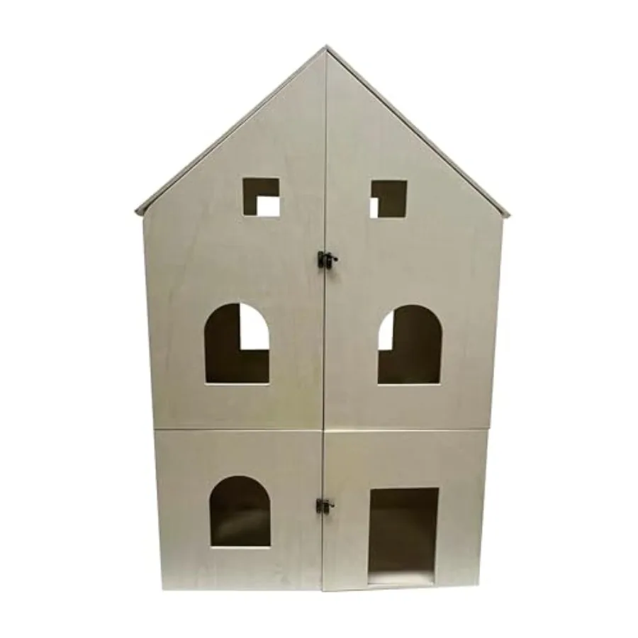 

DIY Two-Story Dollhouse Kit Unfinished Plywood Assembly Project Natural 36 Height 22-Piece Set