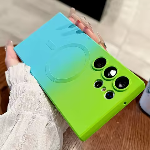 Luxury Magnetic For Magsafe Gradient Case For Samsung Galaxy S25 S24 FE S23 Ultra S22 S21 Plus Note 20 Shockproof Silicone Cover