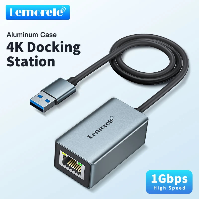 Lemorele TC71L 1000Mbps USB 3.0 To Rj45 LAN Adapter Ethernet Adapter USB 3.0 Wired with indicator for MacBook PC Windows