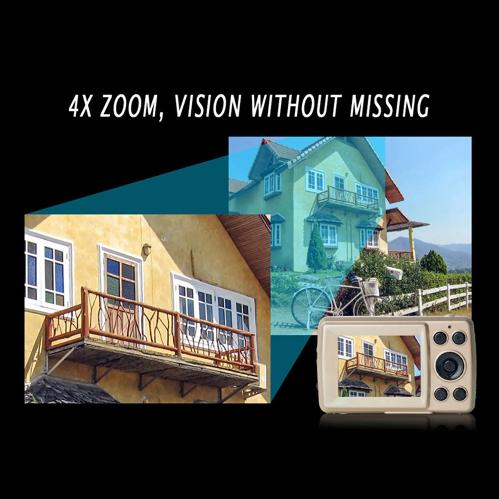 2X Digital Camera,Portable Cameras 16 Million HD Pixel Compact Home Digital Camera For Kids Teens Seniors Golden