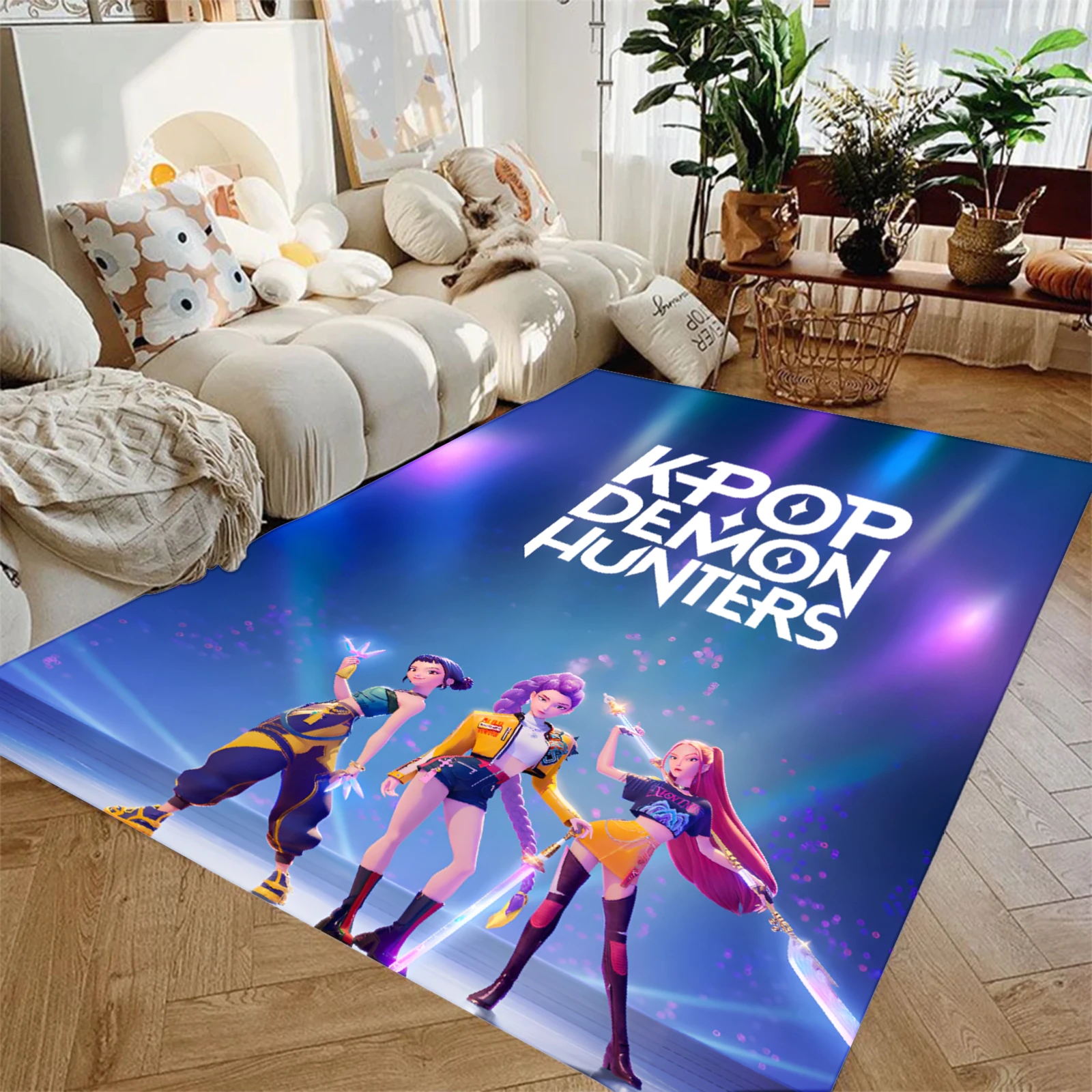 K Pop D-demon Hunters السجاد المضادة للانزلاق مستطيل الكلمة حصيرة لينة منطقة الغرفة السجاد داخلي في الهواء الطلق ترحيب ممسحة للباب الأمامي #4
