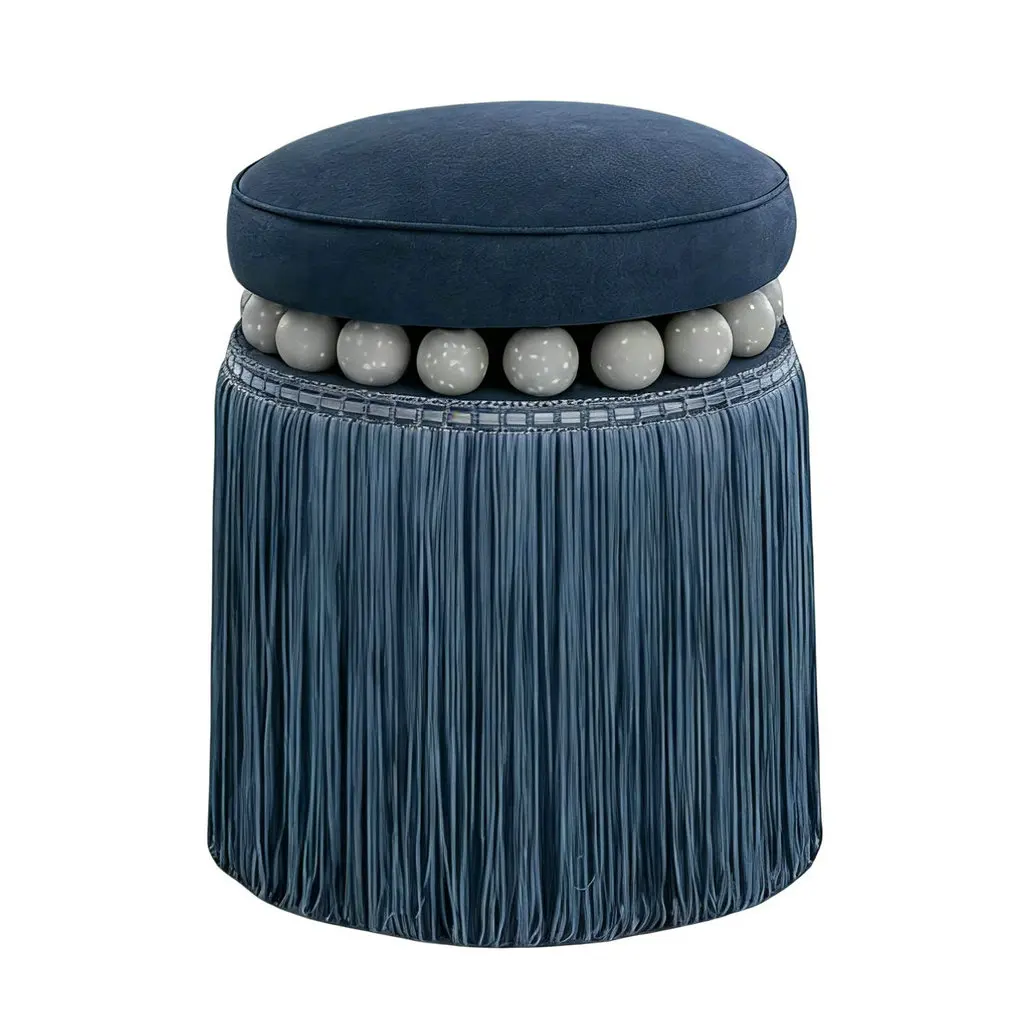 ◌a Modern  Fringe Footstool Ottoman Stool Suede Pouf Chair Tassel Shoe Bench Elegant Poufs Pour Salon for the Living Room