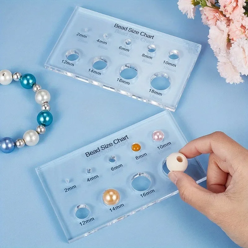 5-Pack Acrylic Bead Sizing Gauge Transparent Bead Size Chart Board with Precision Hole 2mm To 18mm for Jewelry Making Organizing