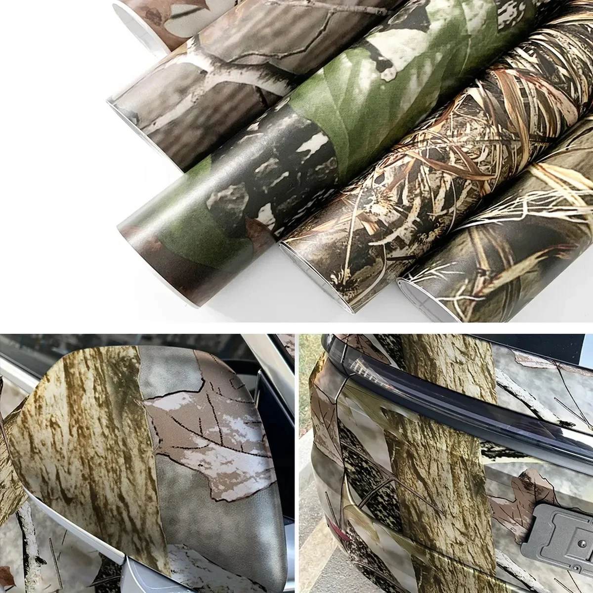 Camo Vinyl Wrap Roll, Air Release Waterproof Self Adhesive Sticker, Protective Film for Car Motorcycle Laptop DIY Modification