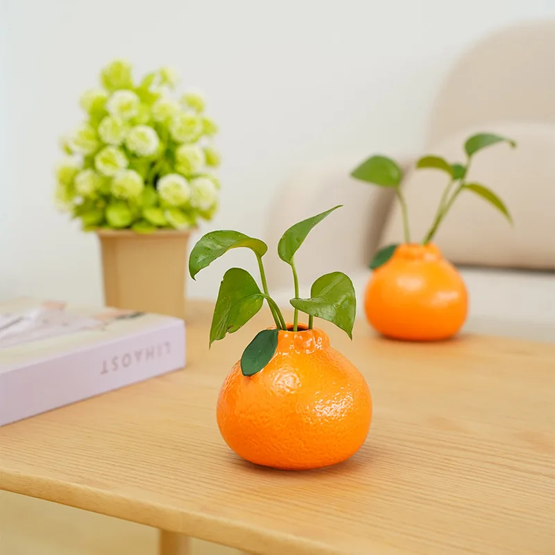 Orange vase ceramic hydroponic plant utensils living room office ornaments creative ins style, flower arrangement small vase