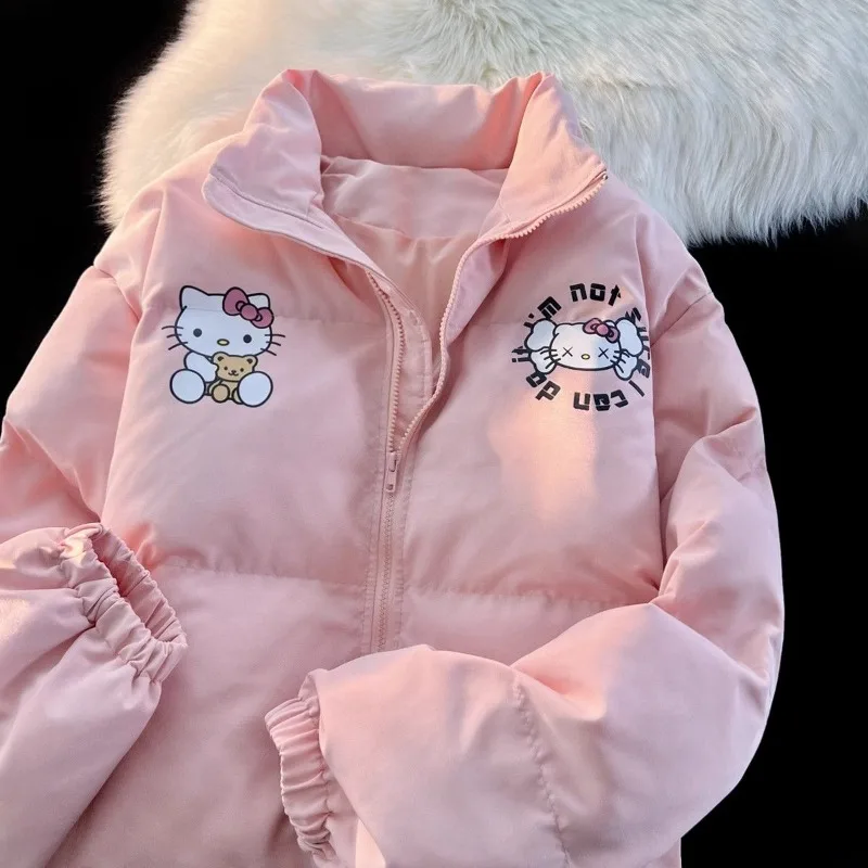 Sanrio Cute Anime Kawaii Hello Kitty Bread Silk Cotton Clothes Cute Winter Thickened Warm Cotton Clothes Holiday Gift Wholesale