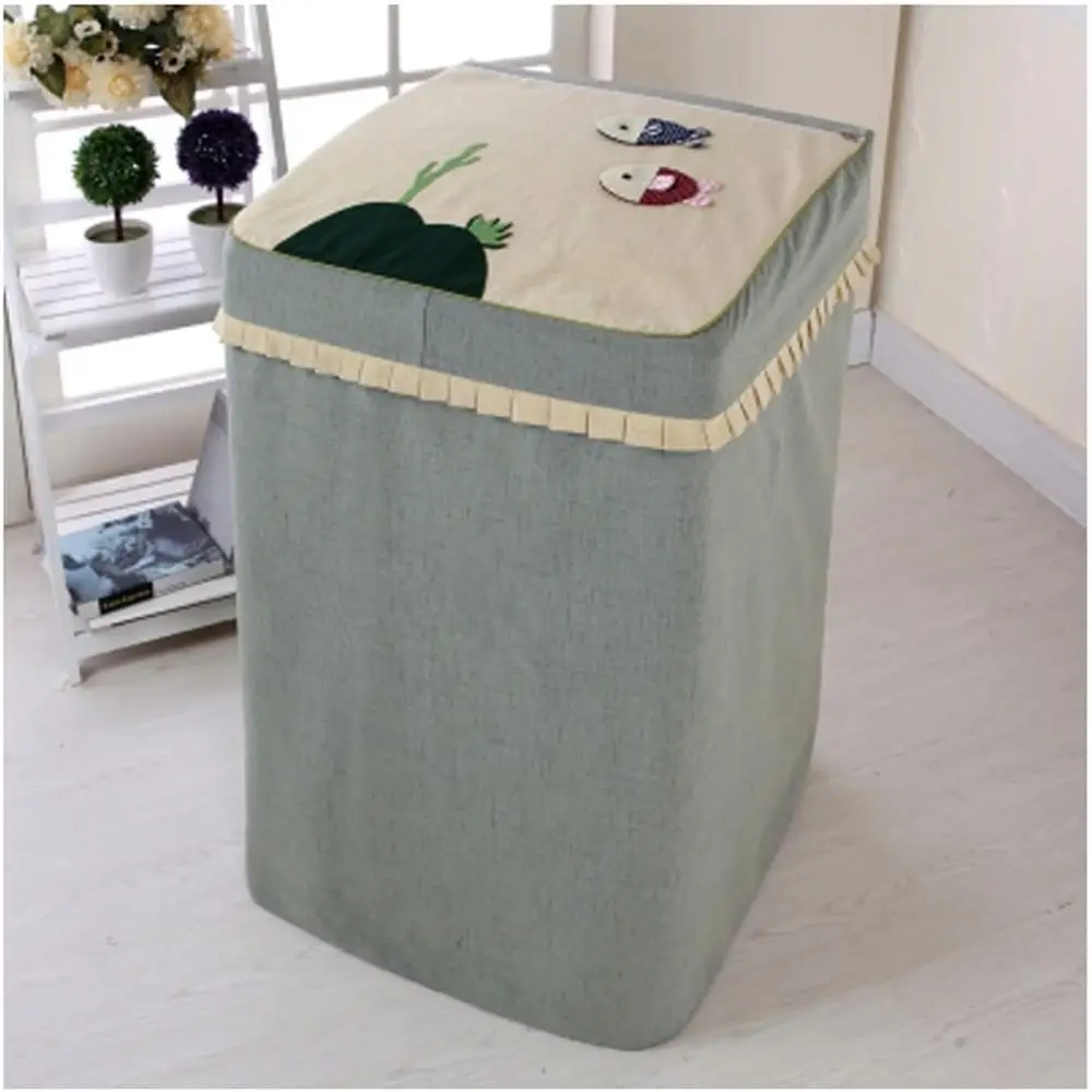 

Cotton Linen Washing Machine Cover Waterproof Sunscreen Protective Case Top Open Case for Home Appliances (Color: AC, Specificat