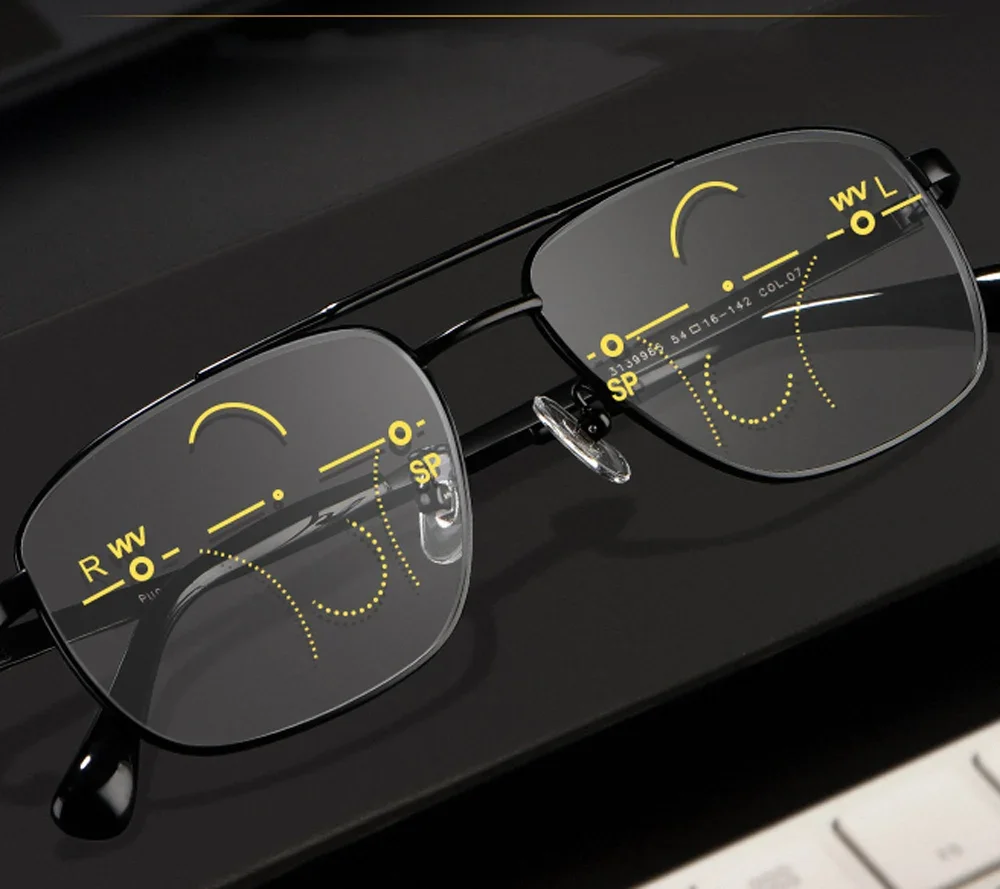 

Men Ultralight Titanium Alloy Double Bridge See Near and Far Progressive Multifocal Reading Glasses +0.75 +1 +1.5 +1.75 +2 To +4