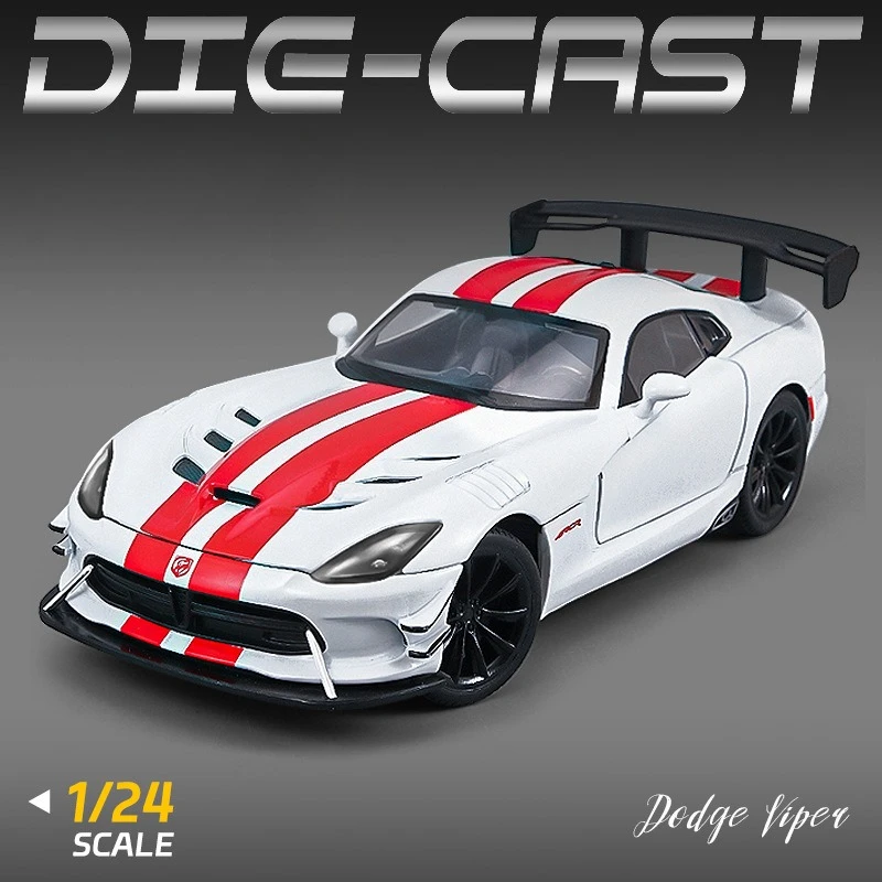 1:24 Dodge Viper coche deportivo simulación Diecast Metal aleación modelo coche sonido luz tirar hacia atrás colección niños juguetes regalos