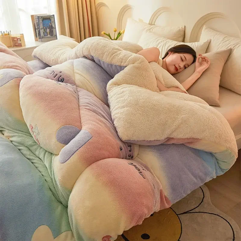 Lamb quilt winter Super Warm blanket 6kg double-sided velvet quilt thickened warm autumn spring plush comforter core