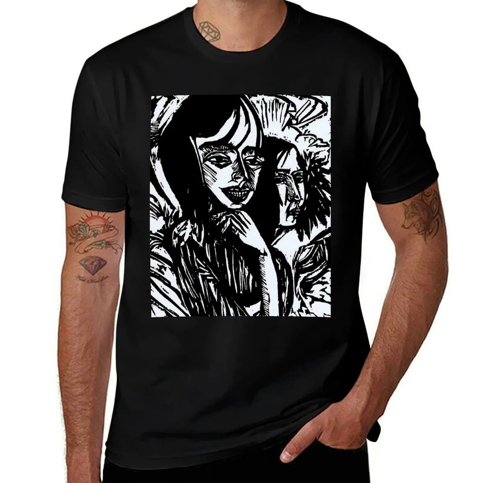 Abstract Girls by Ernst Ludwig Kirchner T-Shirt Sport Basic Moisture Wicking Tee T-Shirt
