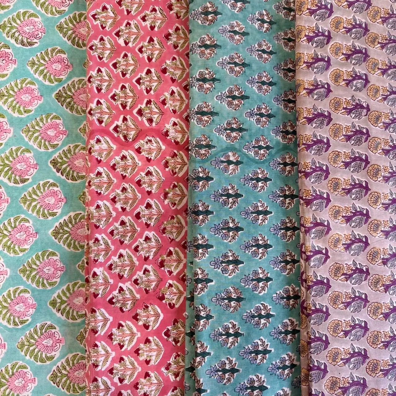 Hand-Embroidered Plant-Dyed Long-Staple Cotton Fabric Home Textiles Clothing Bag Indian Hand-Block Printing Cotton Drapery