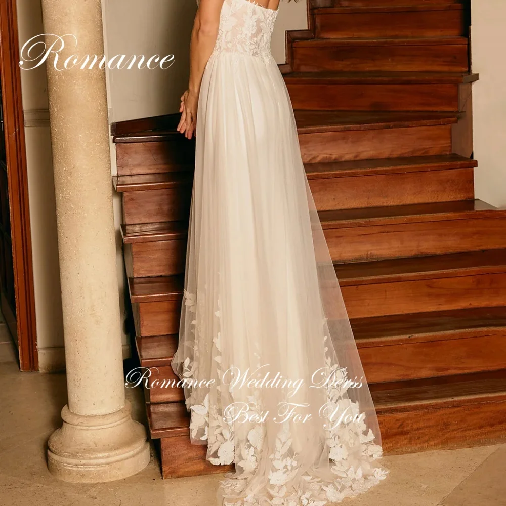 فساتين زفاف كلاسيكية مزينة على شكل قلب على شكل حرف a للنساء سويب تراين دانتيل بدون أكمام مفتوحة الظهر فيستدوس دي نوفيا مخصصة #5