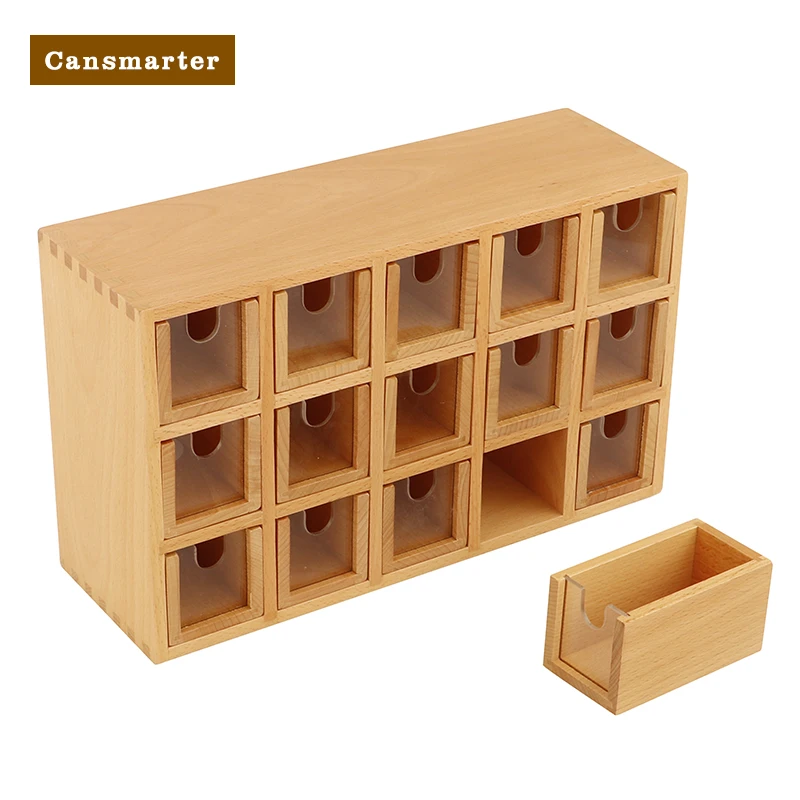 

Montessori Materials Language Wooden Container for Lables Beechwood Box Acrylic Materials Teaching Educational Toys For Children