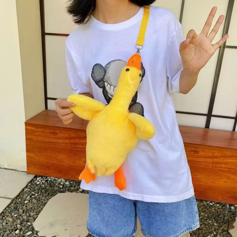 Bolso de Hombro de Peluche de Ganso Adorable, Monedero de Peluche de Pato Amarillo, Juguetes de Peluche Kawaii, Regalo de Cumpleaños, Animales de Peluche, Cisne, Ganso, Muñecos Suaves
