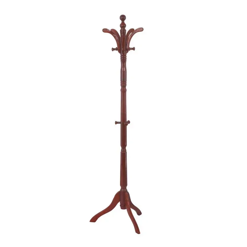 Solid Birch Wood Coat Racks Stand Floor Standing Hanger Rack with Tripod Base for Purse Clothes Hat Umbrella Jacket Coat