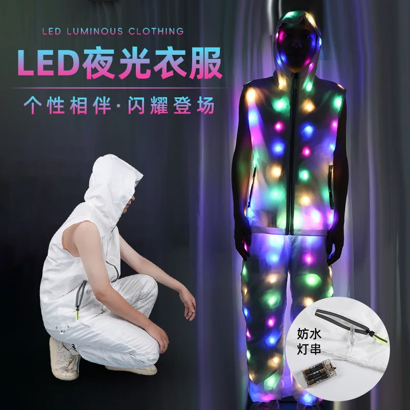 

LED Luminous Waist Coat Pants Light Up Stage Performance Hip Hop Dance Costume Adult Men Women Nightclub DJ Show Rave Outfit