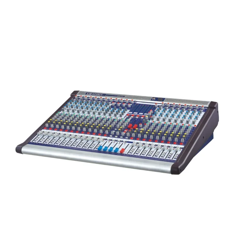 

24-канальный вход, 4 групповых выхода, 4 монитора и 4 AUX Hi-Fi аудиосистемы, подставка для микшера KING424