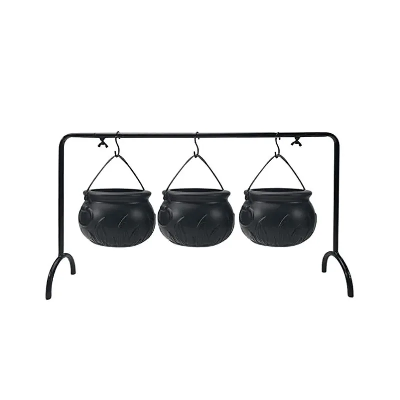 3Pcs Witch Cauldron Decor Set Black Mini Candy Bucket Bowl Halloween Party Atmosphere Desktop Ornament