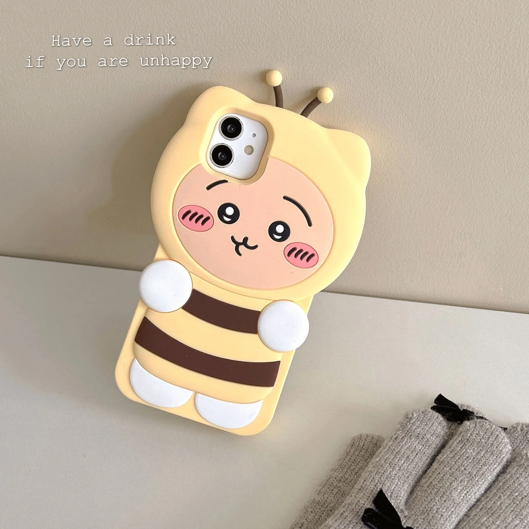 الإبداعية ليتل النحل الكرتون لطيف قضية الهاتف آيفون 16 15 14 13 12 11 برو ماكس سيليكون لينة غطاء